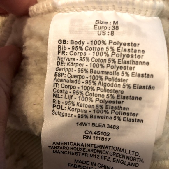 BENCH Fleece, Bomber Style, Hooded Jacket, White / Cream Colour, Size M - Picture 6 of 6